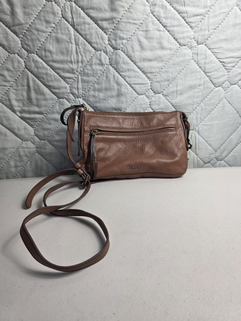 Fossil Brown Leather Crossbody Bag